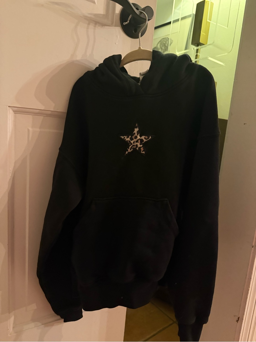 Full Tilt Girls Leopard Star Rhinestone Cherry Hoodie Black XS
